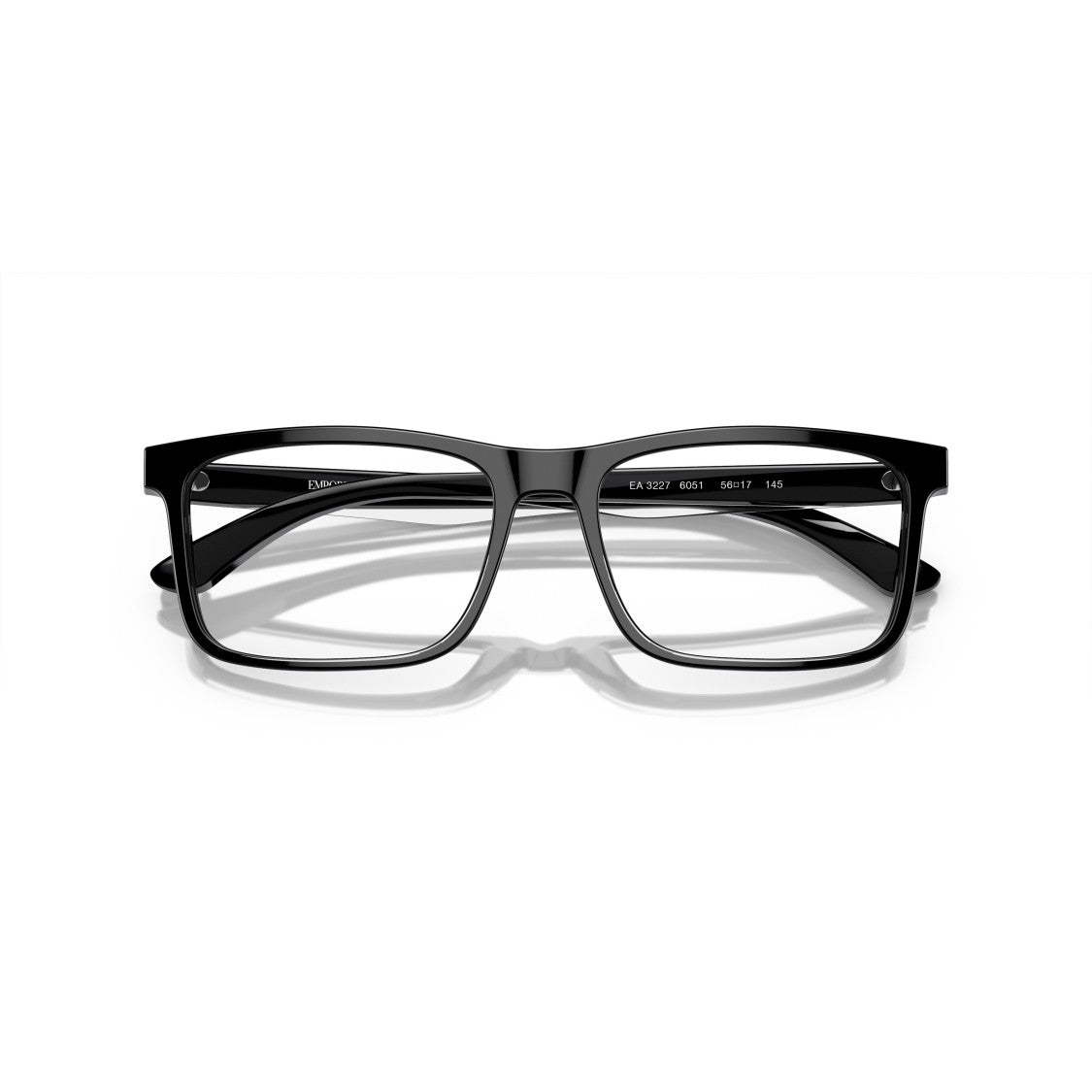 Emporio Armani 0Ea3227 Glossy Black Rectangular Acetate Eyeglasses