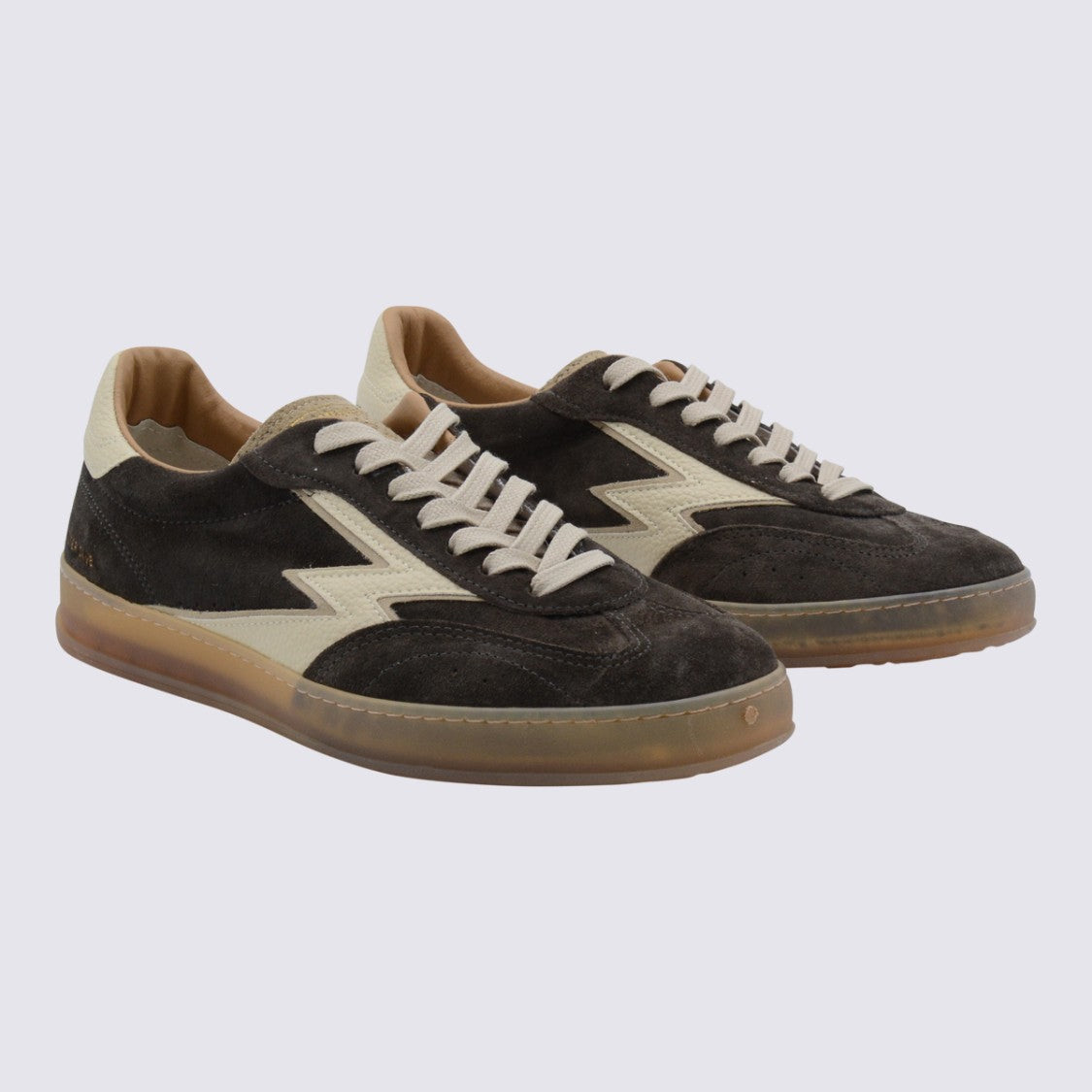 Moaconcept Dark Brown Sneakers From Moaconcept Featuring Round Toe, Laces Fastening, Lateral Logo Print, Contrasting Heel And Flat Rubber Sole.