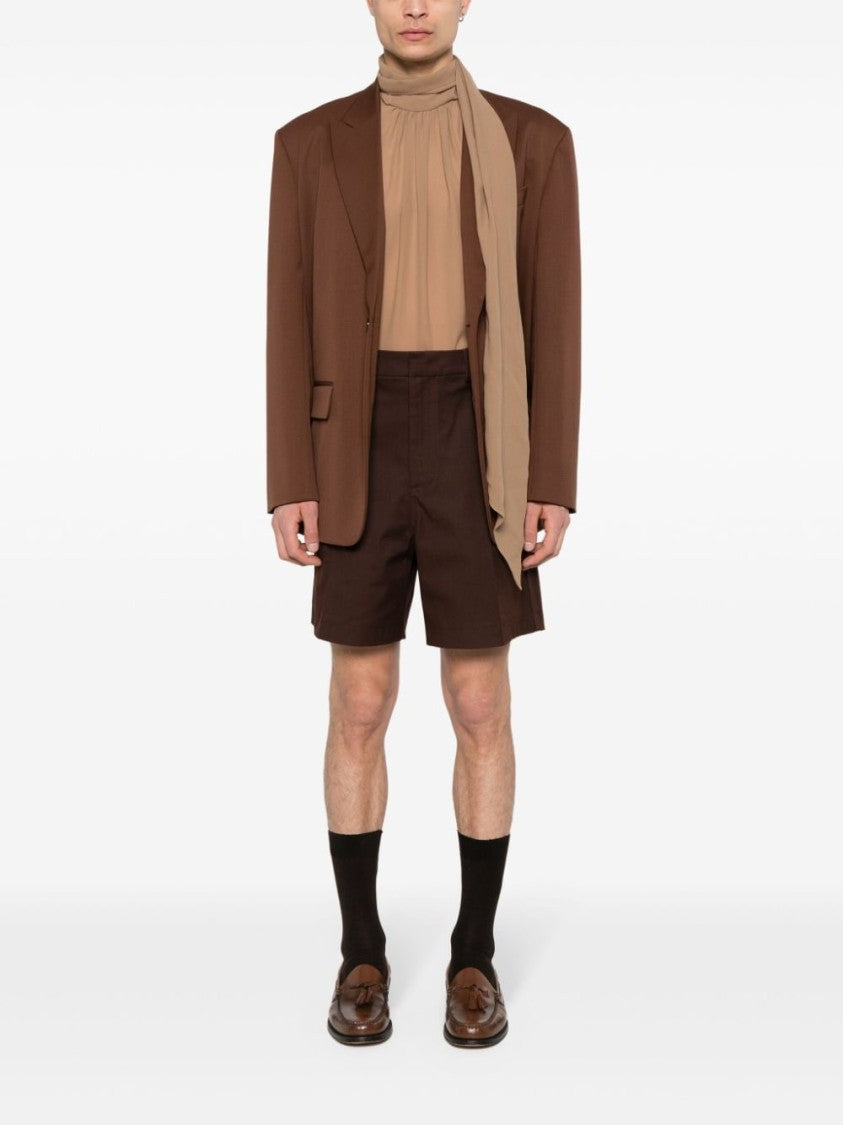 Valentino Garavani Chocolate Brown Cotton Blend Shorts