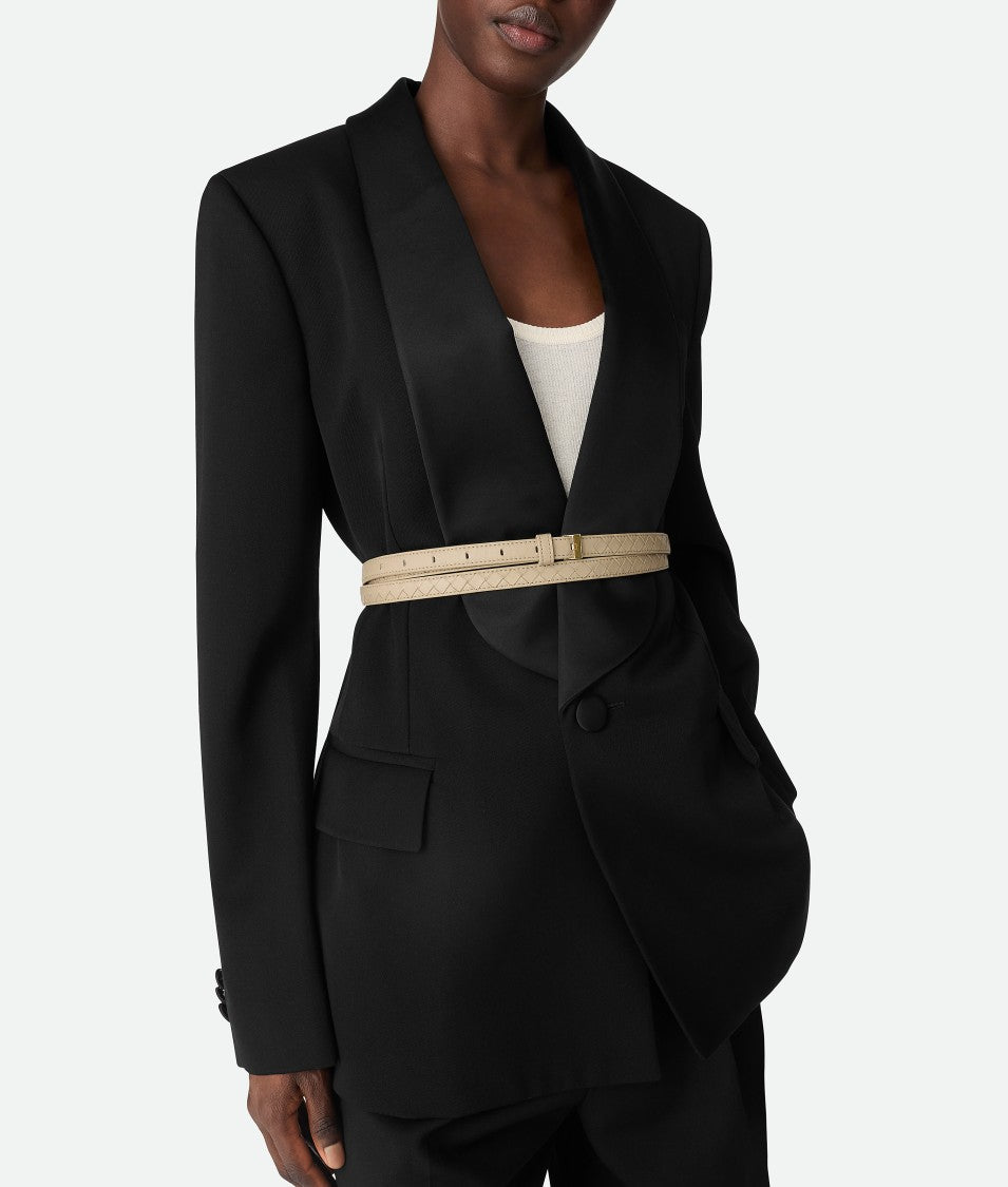 Bottega Veneta Woven Leather Belt With Polished Gold Tone Buckle