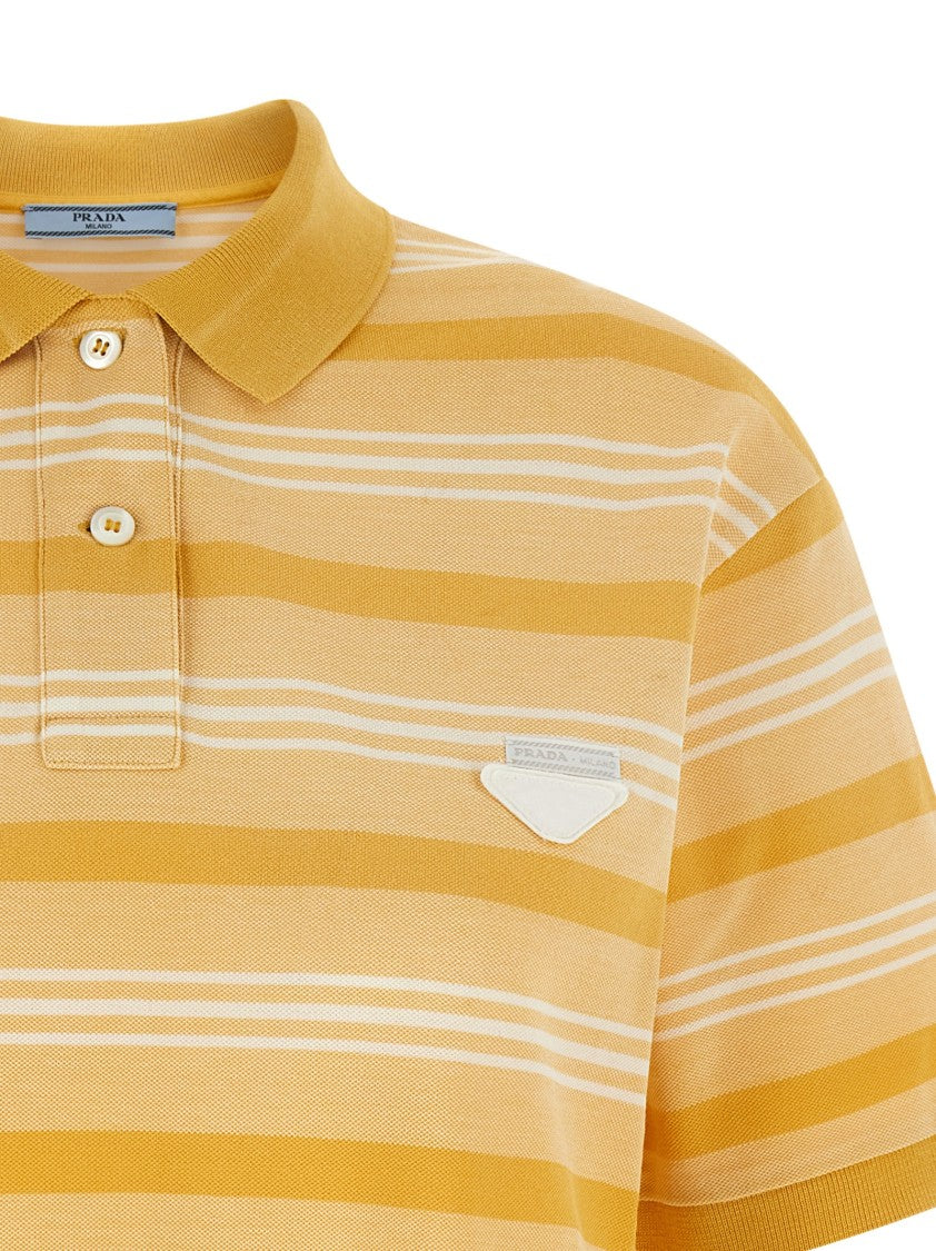 Prada Baiadera Striped Cotton Piqué Mini Dress With Classic Details