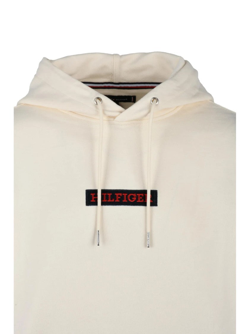 Tommy Hilfiger Cream Adjustable Cotton Hoodie