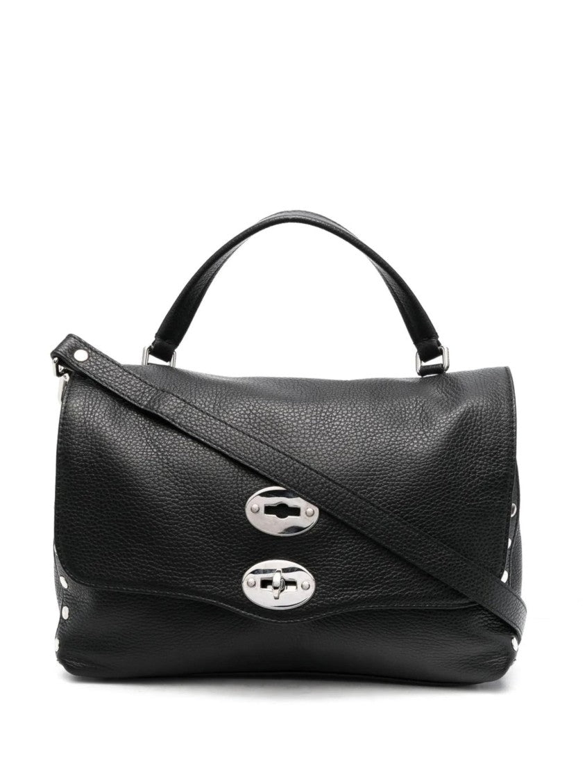 Zanellato Structured Black Pebbled Leather Handbag