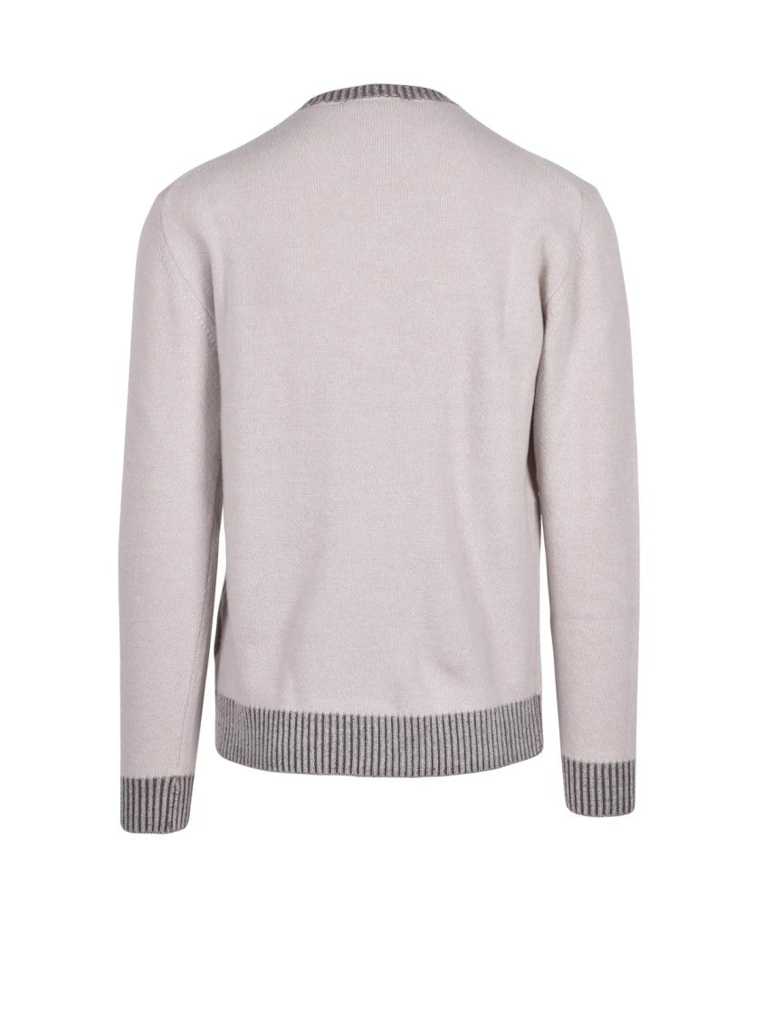 Cashmere Company P. Classic Crew Neck Pullover With Contrasting Ribbed Detailing