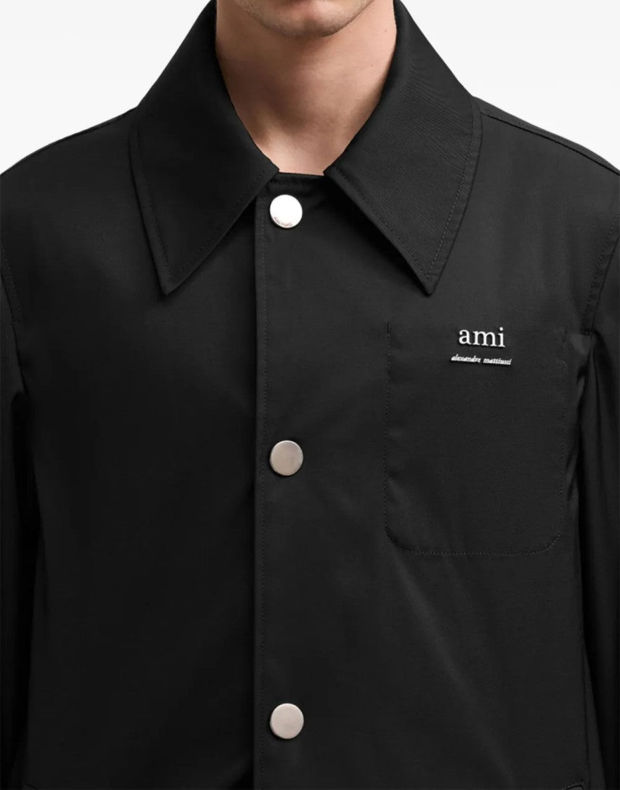 Ami Technical Twill Logo Raincoat