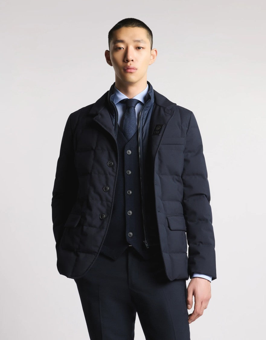 Fay Quilted Navy Down Jacket With Tailored Fit