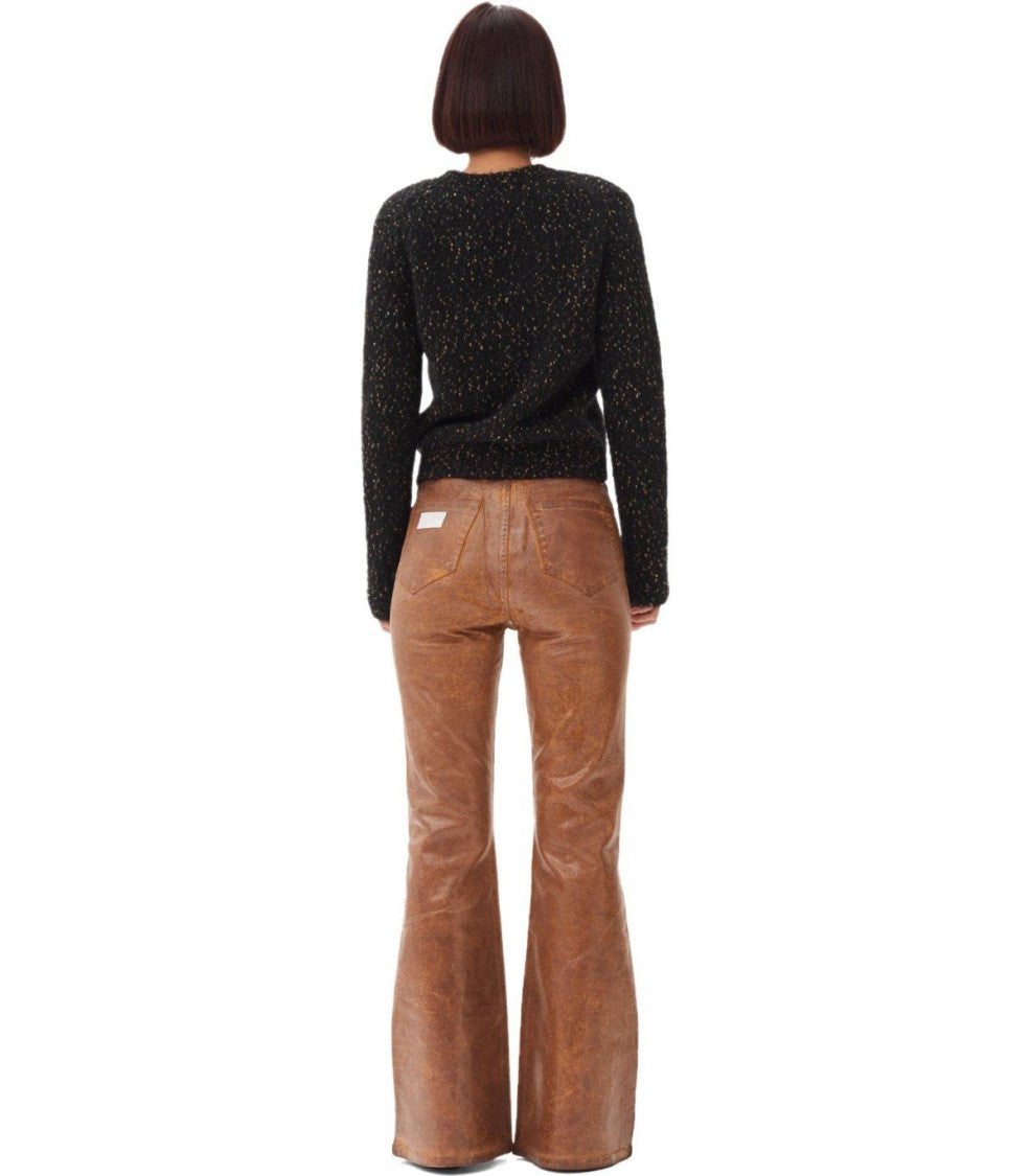 Ganni Melange Black Crewneck Jumper