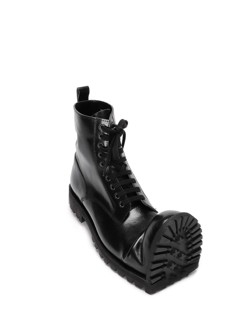 Comme Des Garçons Folded Toe Lace-Up Boots In Premium Cowhide Leather