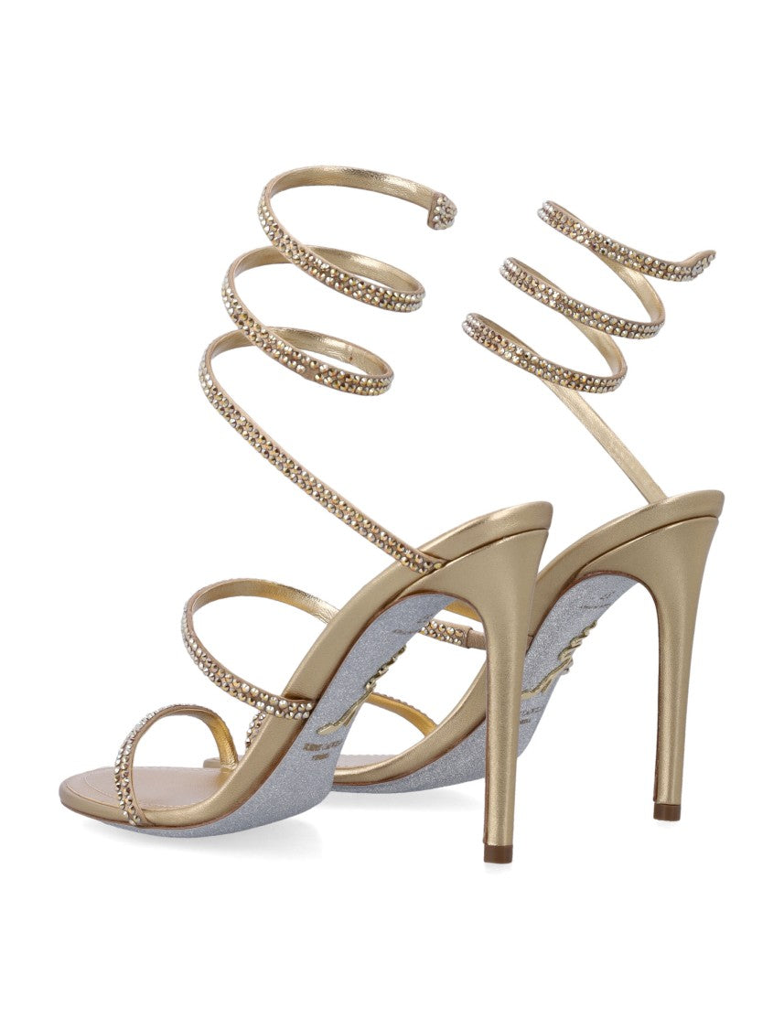 René Caovilla Cleo Satin Sandals In Light Pink