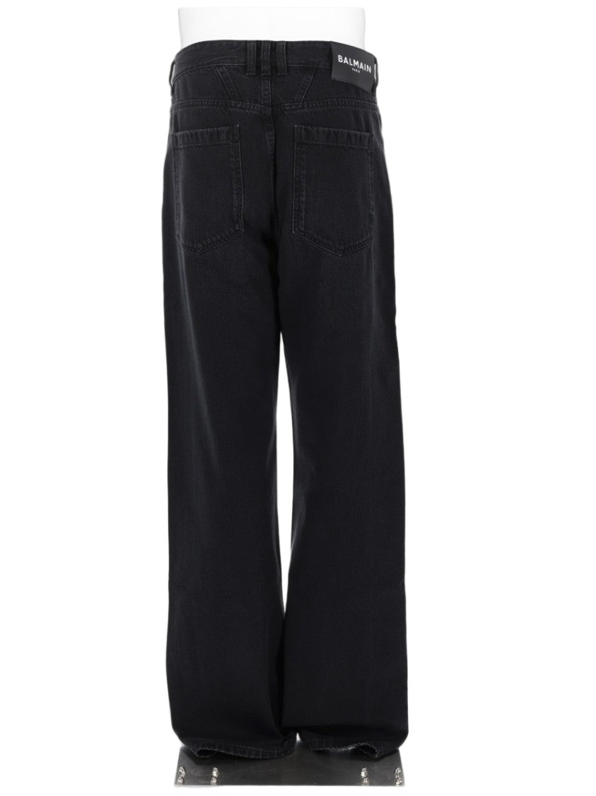 Balmain Wide-Fit Black Five-Pocket Cotton Jeans