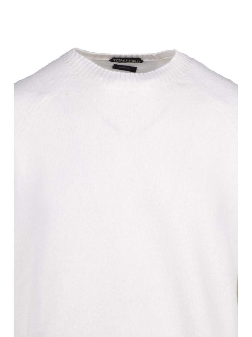 Tom Ford White Wool-Cashmere Blend Crewneck Sweater