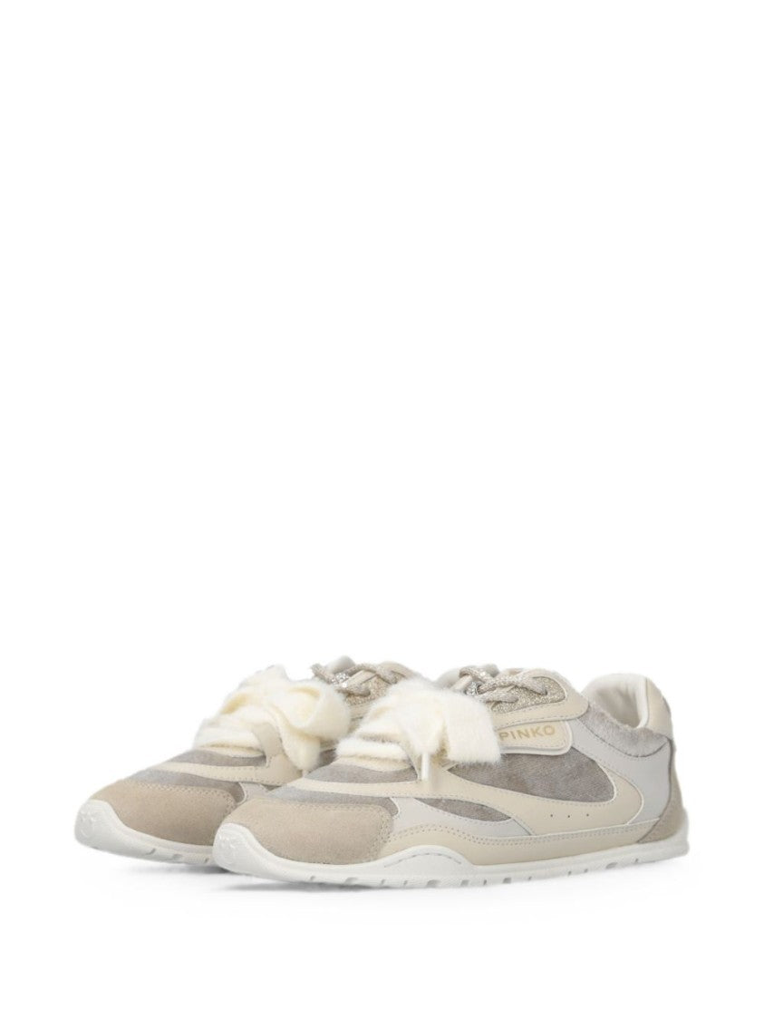 Pinko Textured Plush Bow Detail Sneakers