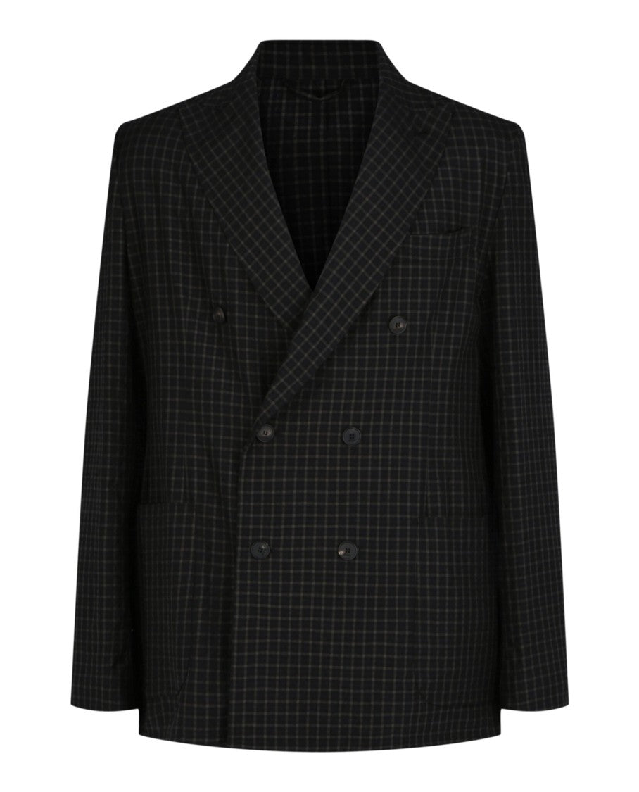 Brioni Double-Breasted Check Pattern Blazer