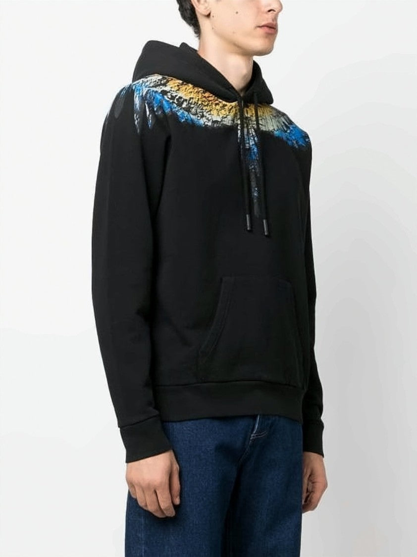 Marcelo Burlon Wing-Graphic Cotton Hoodie With Drawstring Hood