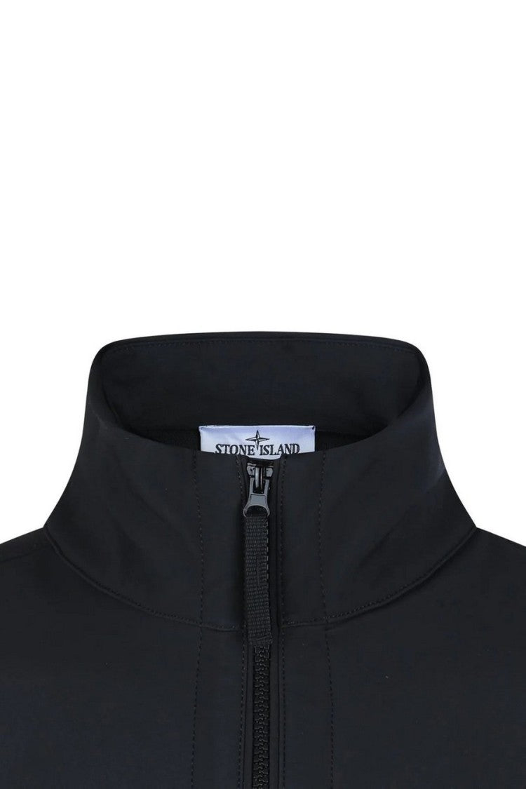 Stone Island Black Funnel-Neck Zip-Front Polyester-Blend Jacket