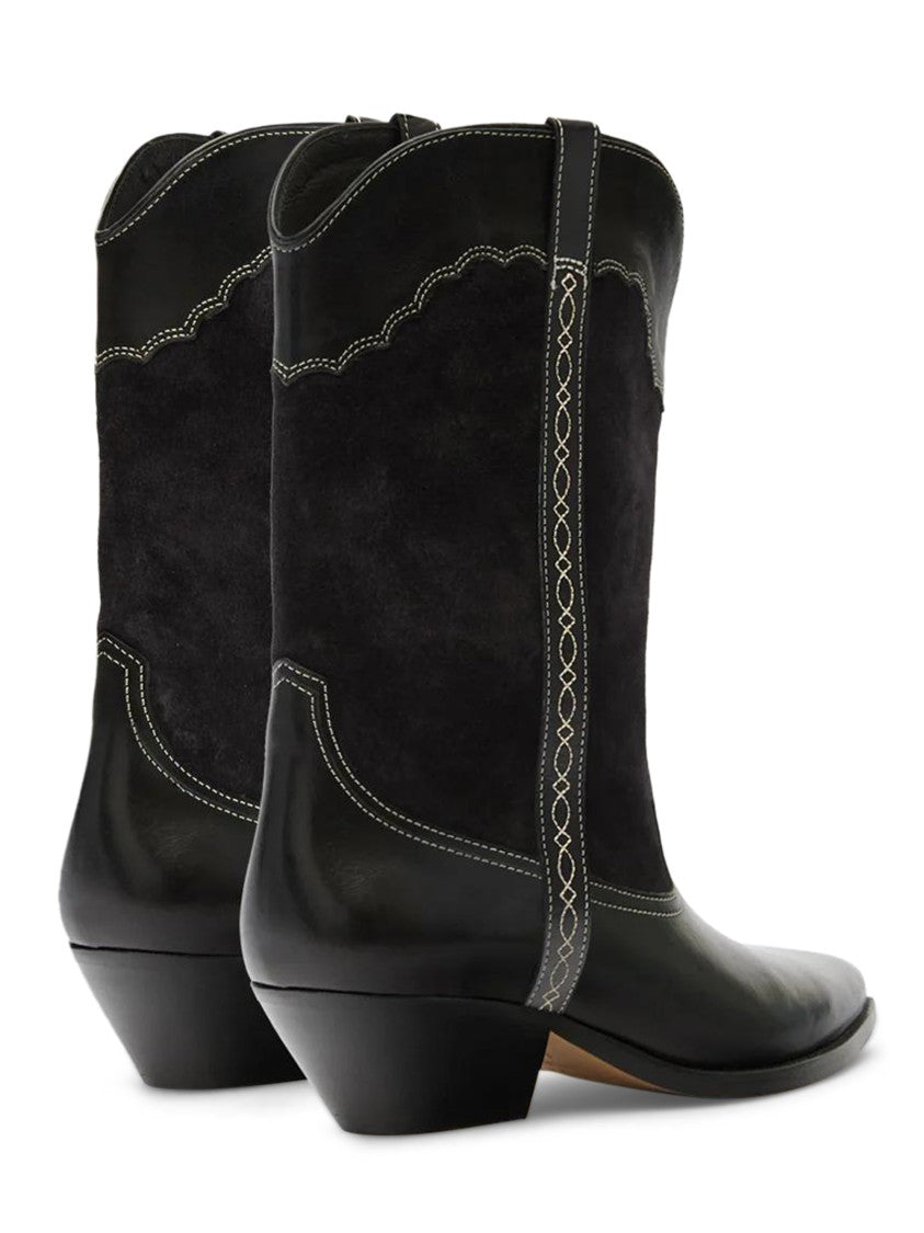Isabel Marant Mid-Calf Leather And Suede Boots With Decorative Stitching