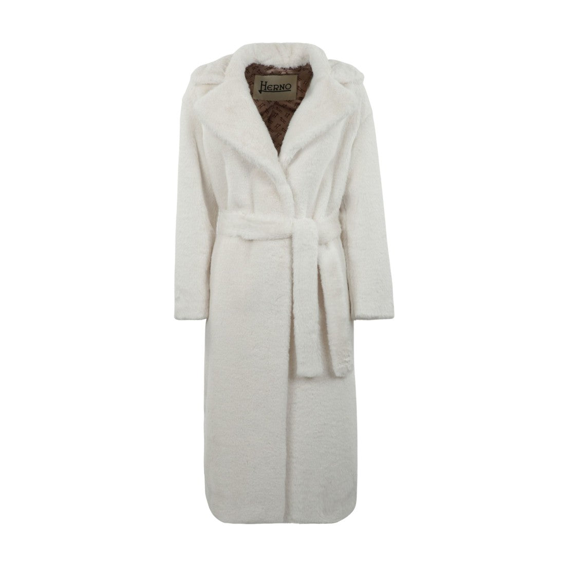 Herno Soft Faux Fur Long Coat With Plush Texture