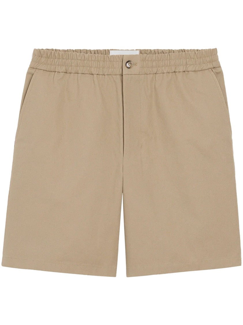 Ami Paris Minimalist Straight-Cut Shorts With Elastic Waistband
