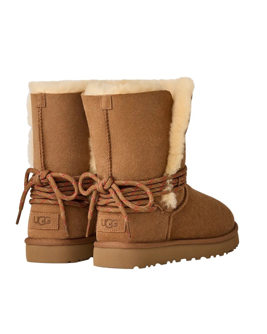 Ugg Classic Bailey Tie Ankle Boots In Reverse Shearling