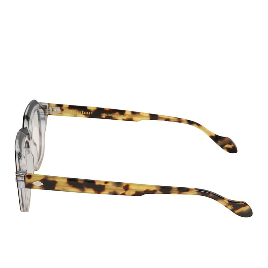 Kador Turbot Geometric Black Frame Eyeglasses With Tortoiseshell Temples