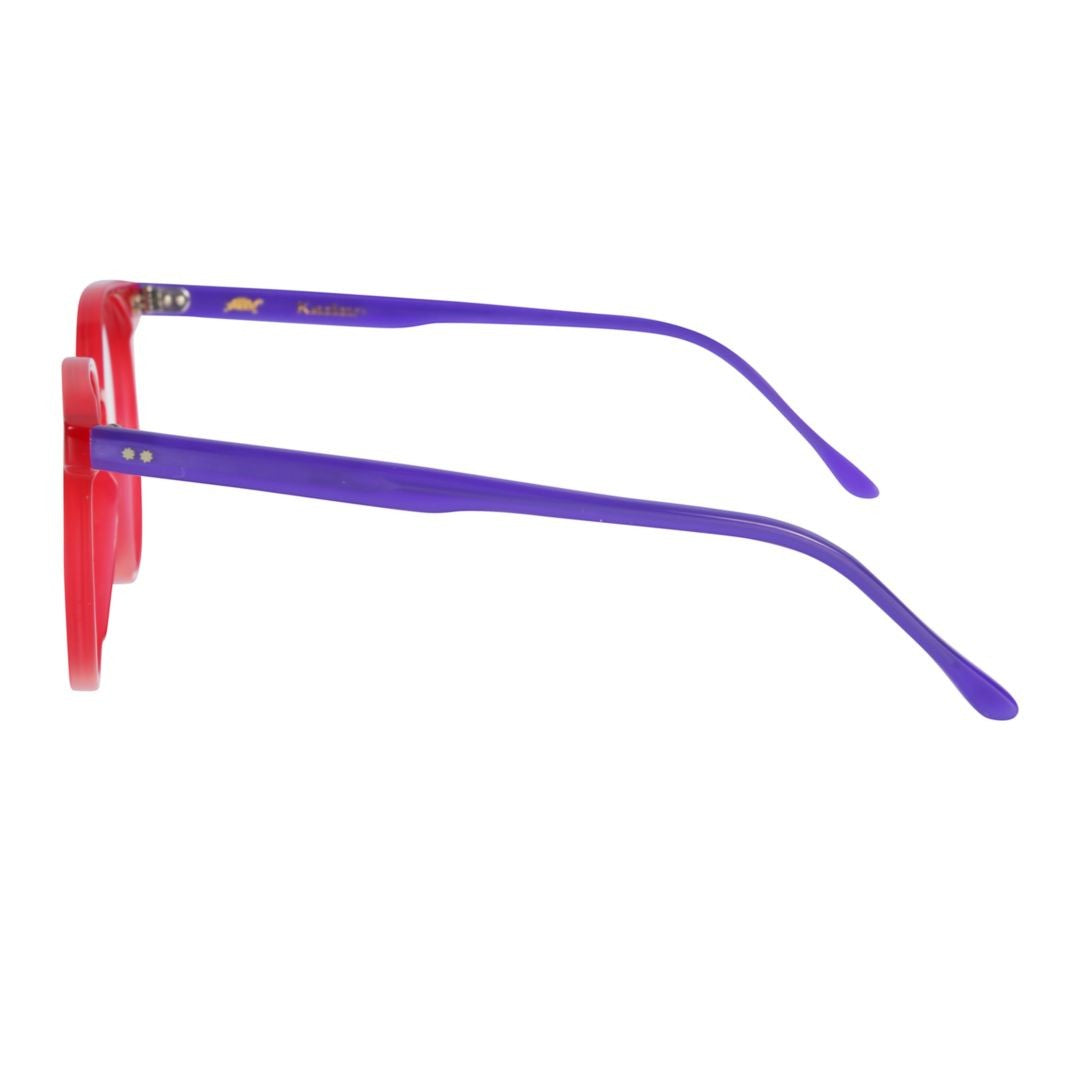 Kador Jane-53 Bold Round Frame Eyeglasses With Vibrant Red Front