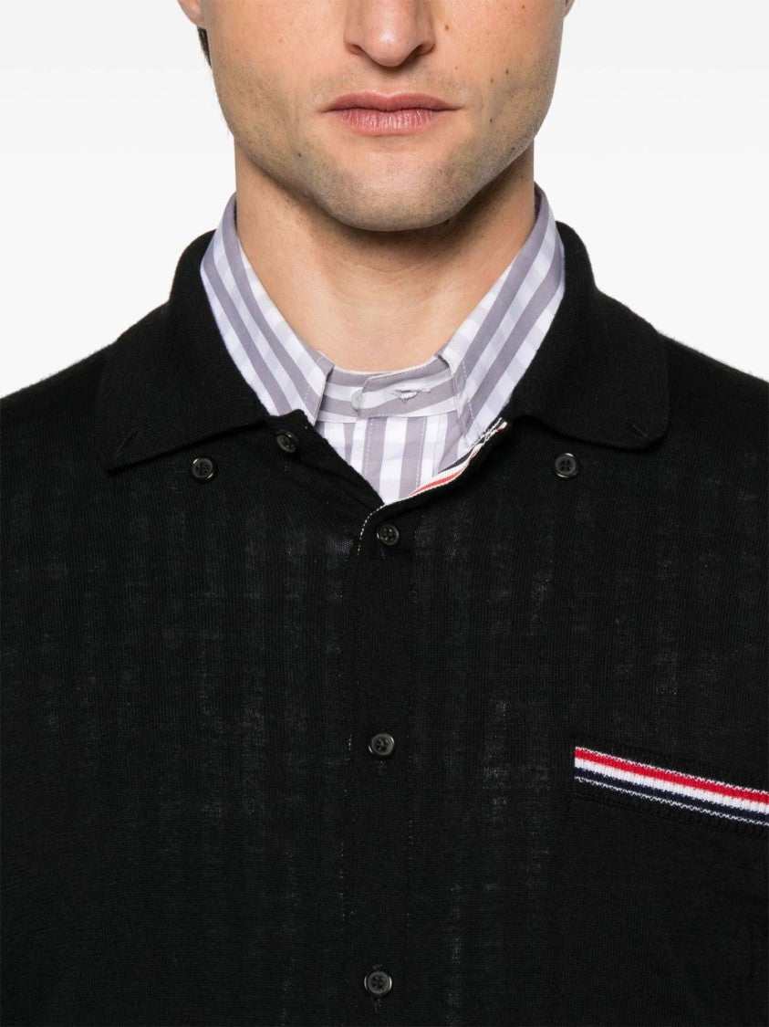 Thom Browne Button-Front Knit Cardigan With Grosgrain Detailing