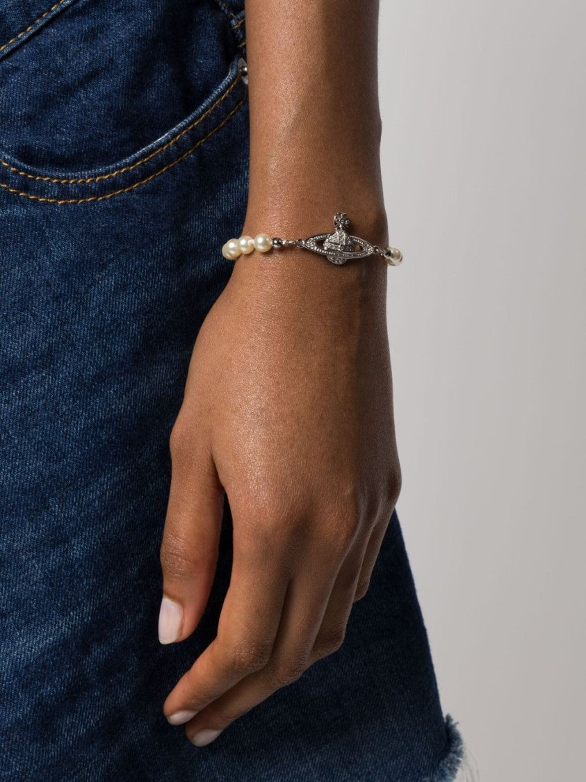 Vivienne Westwood Delicate Faux Pearl Bracelet With Silver-Tone Chain