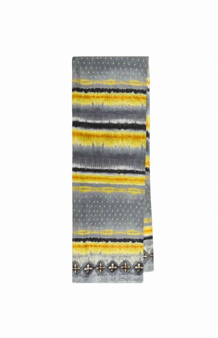 Maliparmi Printed Habotai Silk Striped Stole