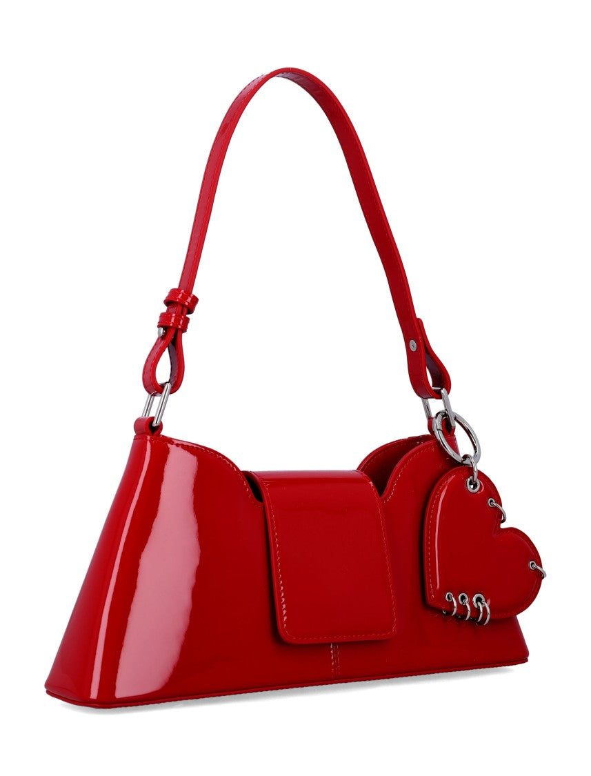 Justine Clenquet Geometric Structured Handbag With Heart Charm And Silver Hardware