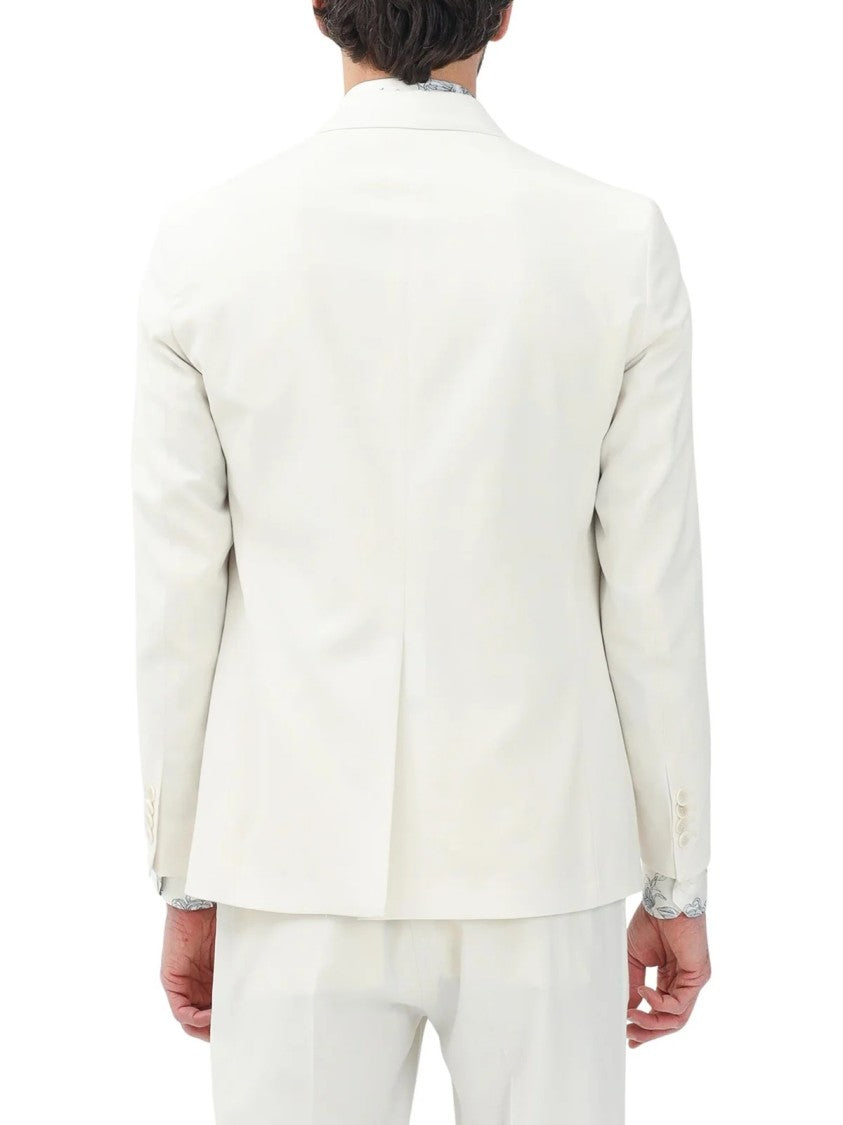 I M Brian White Polyester Viscose Elastane Double-Breasted Jacket