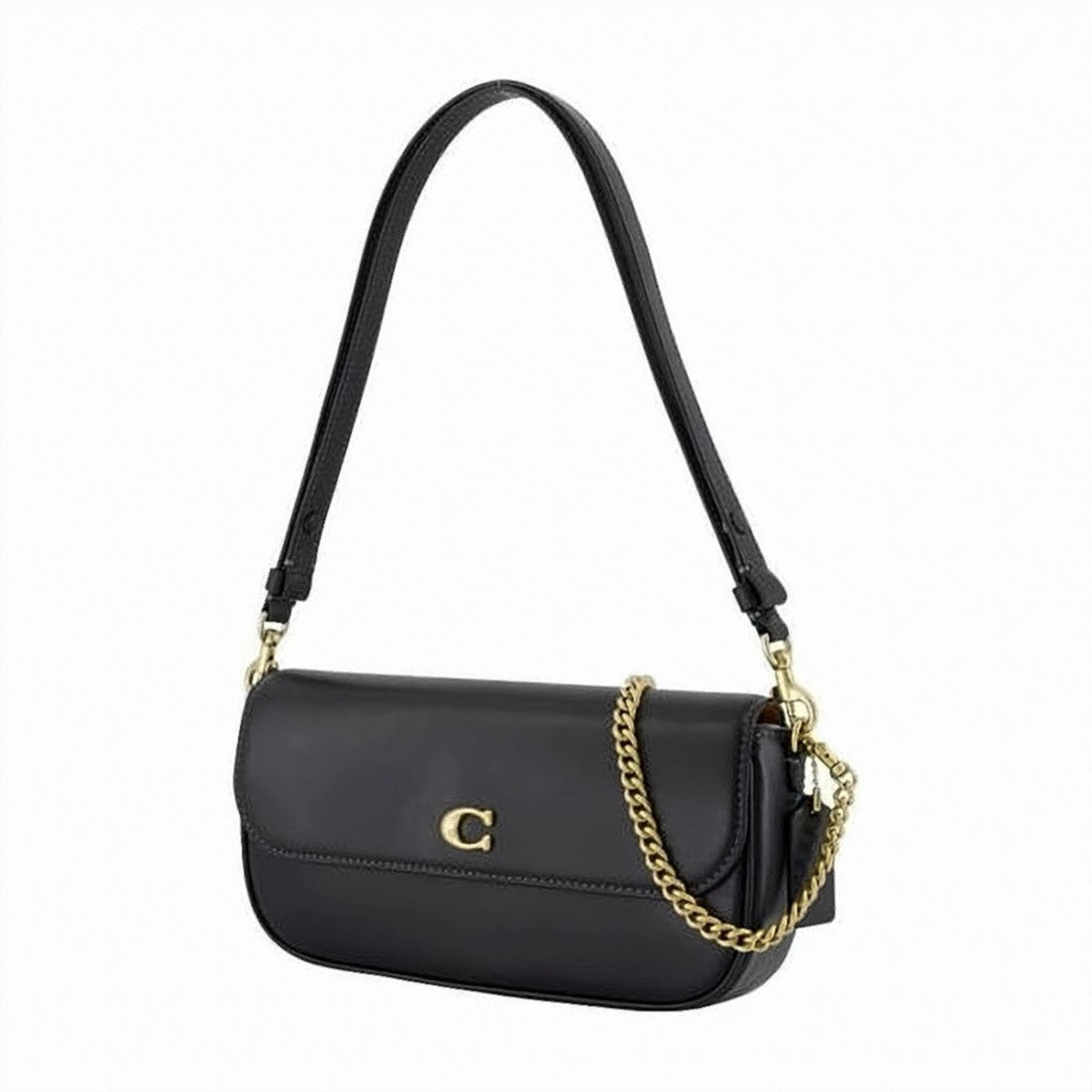 Coach Rectangular Black Tote Bag With Metallic 'C' Emblem