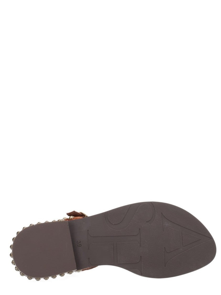 Ash Black Thin Straps Studded Sandals