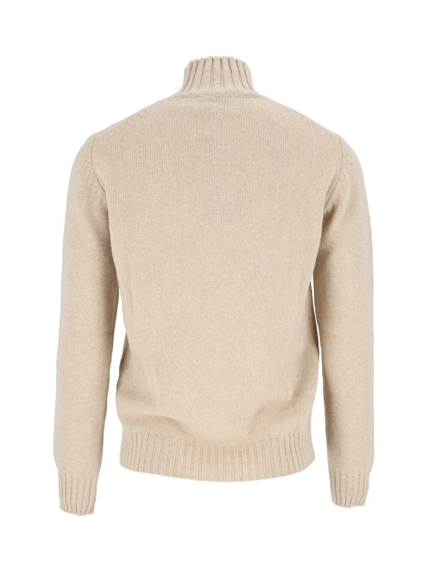 Sette Fili Cashmere Intarsio Vulcano Grid High Turtleneck Sweater