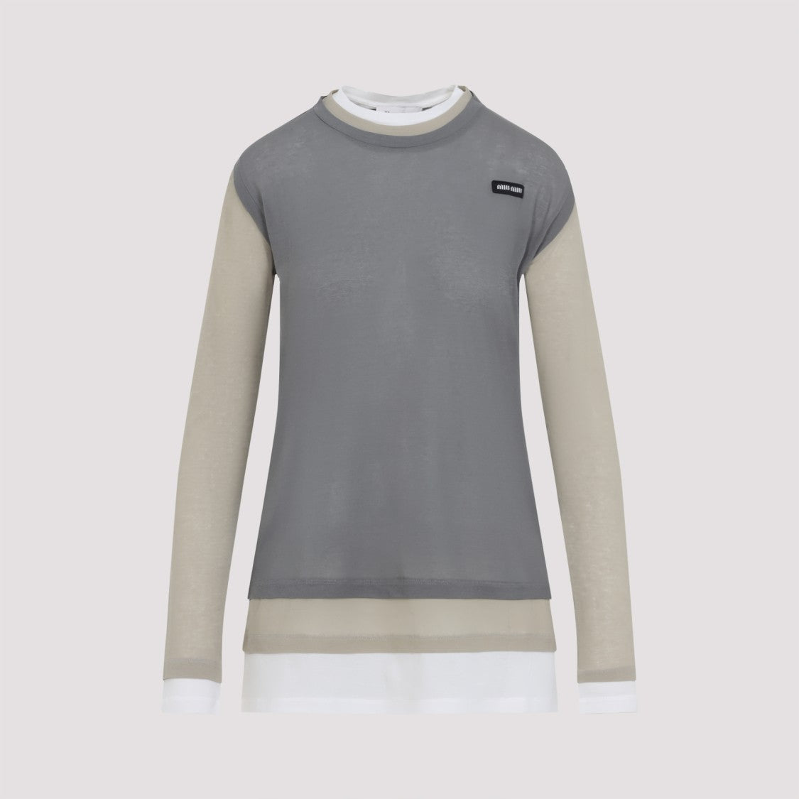 Miu Miu Layered Long Sleeve Cotton T-Shirt