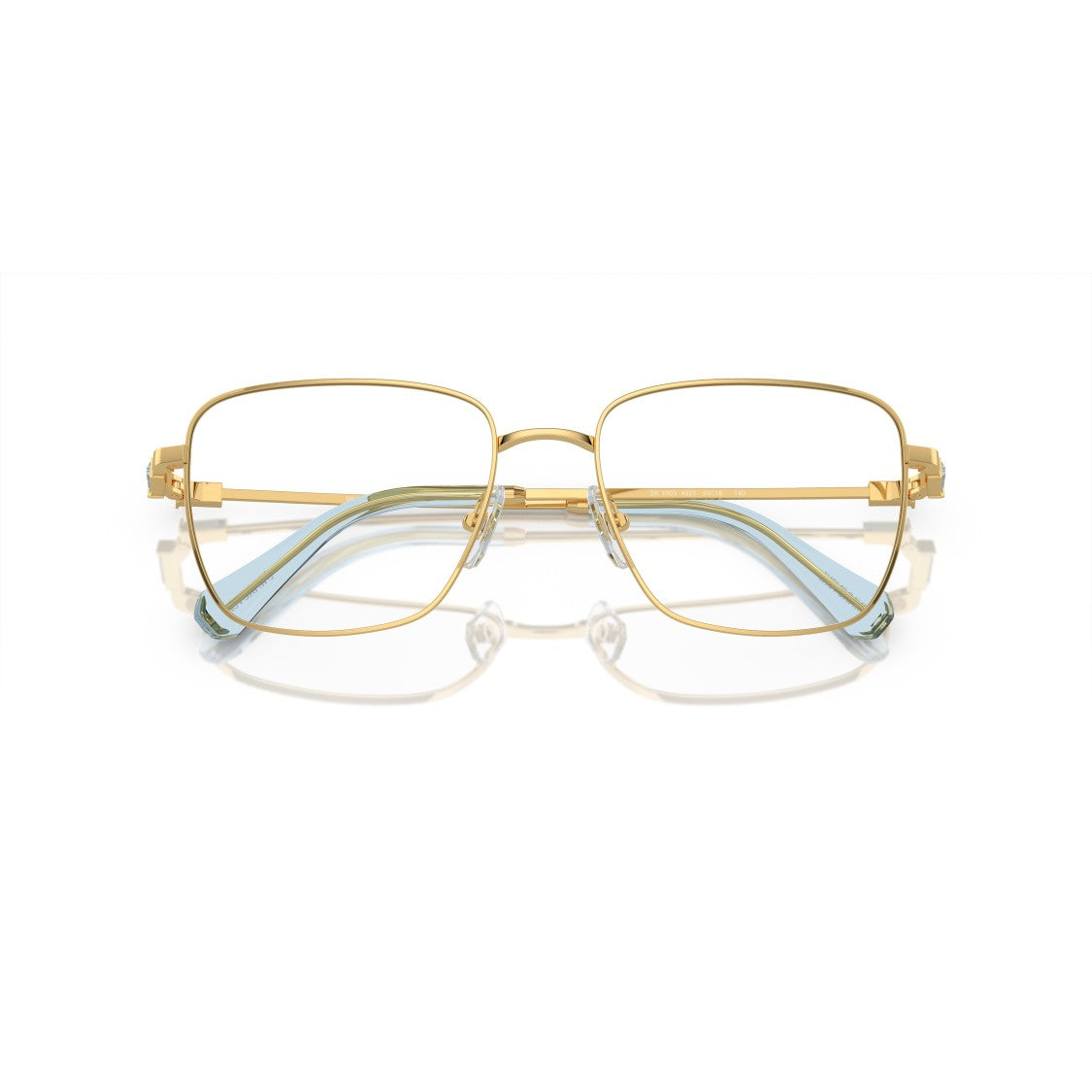 Swarovski 0Sk1003 Thin Gold-Toned Metal Sunglasses With Light Blue Accents