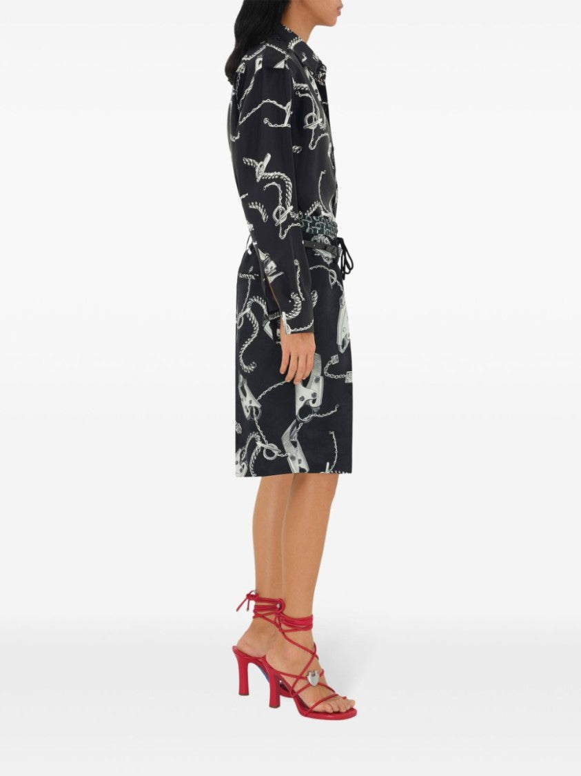 Burberry Knee-Length Chain-Link Print Shorts With Pleat Detailing