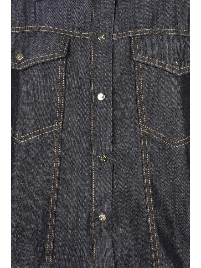 Kaos Navy Blue Structured Cotton-Blend Vest