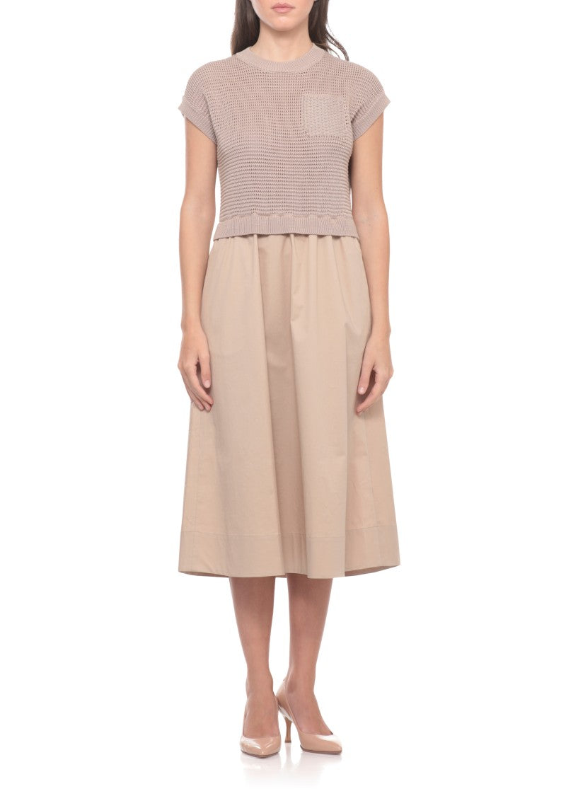 Peserico Textured Cotton Midi Dress With Half-Sleeve Top