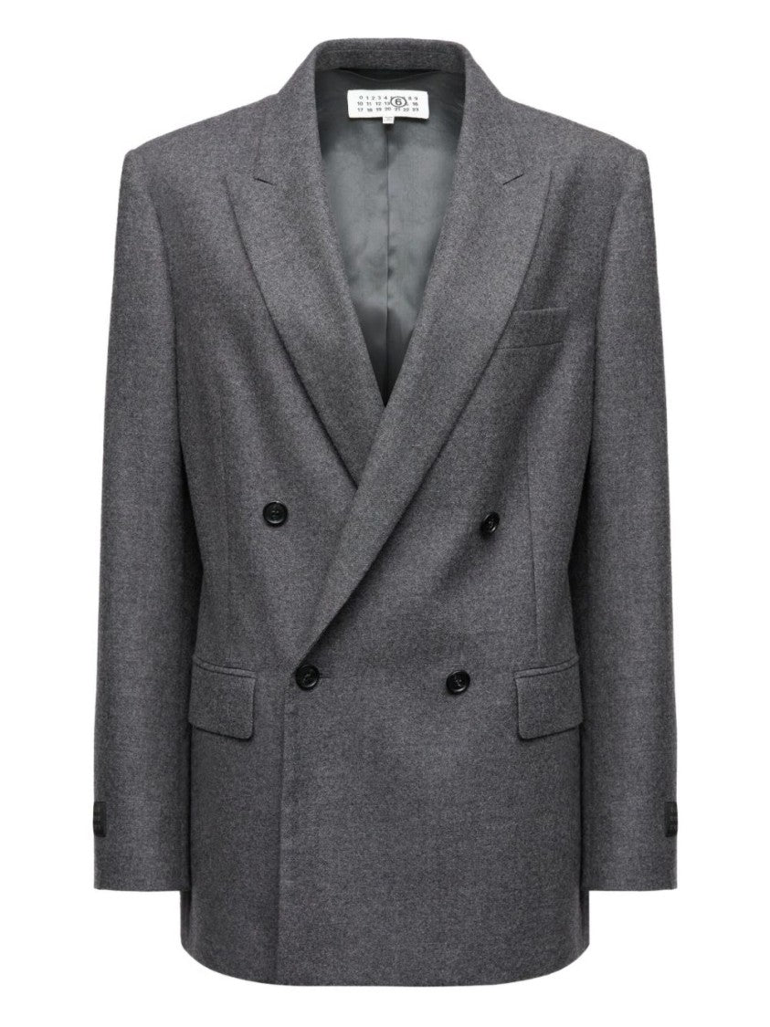 Mm6 By Maison Margiela Double-Breasted Structured Blazer With Tailored Fit