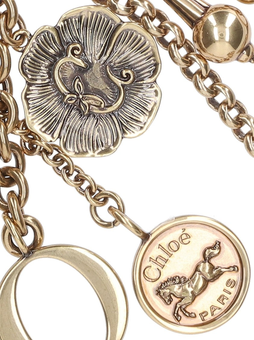 Chloé Gold-Toned Metal Keychain Charm With Decorative Accents
