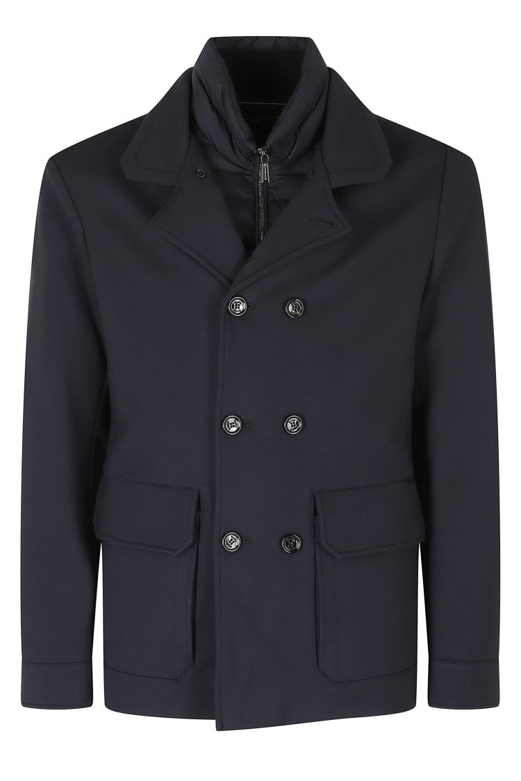 Moorer Dark Blue Bas Tz Viscose-Blend Double-Breasted Jacket