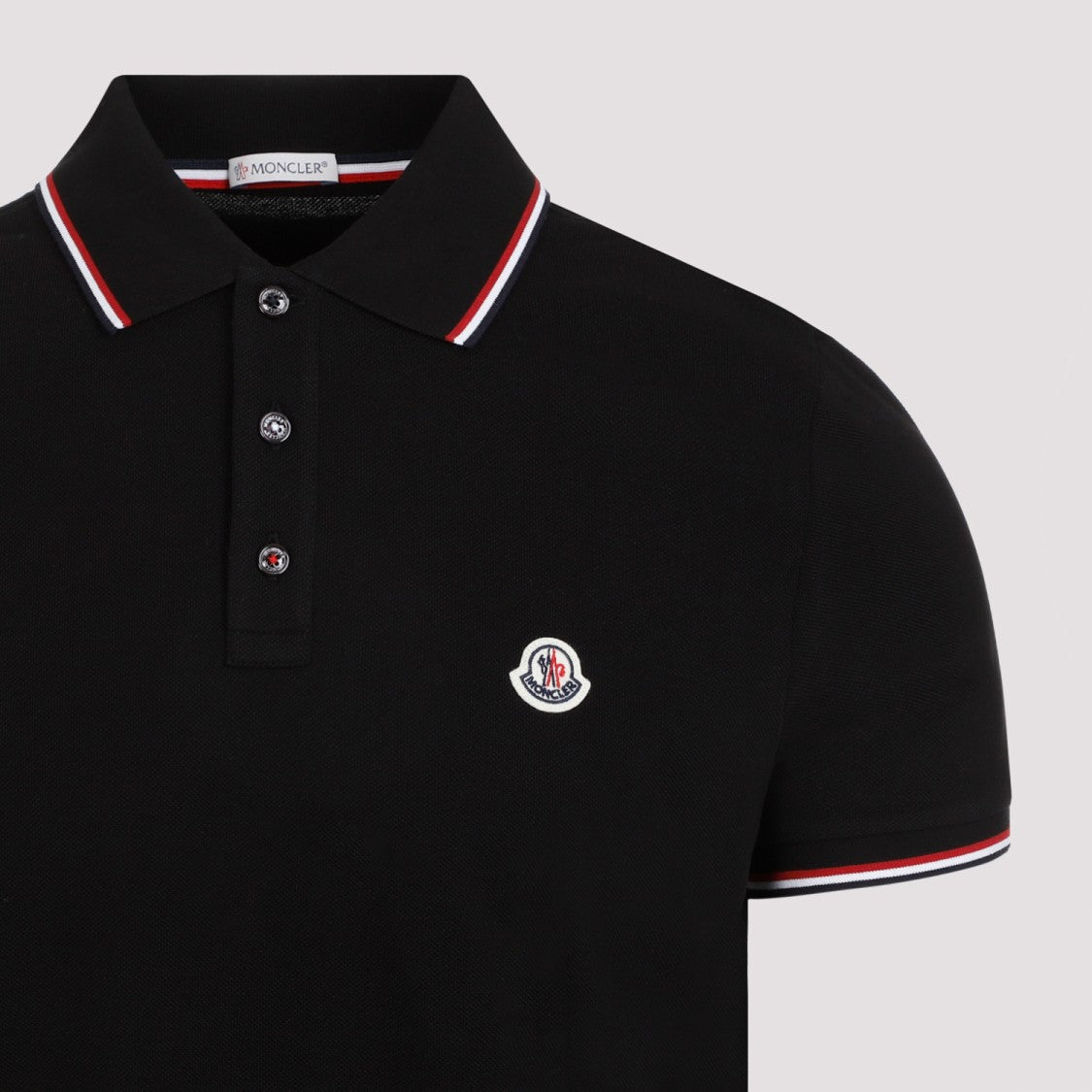 Moncler Black Cotton Ss Polo T-Shirt