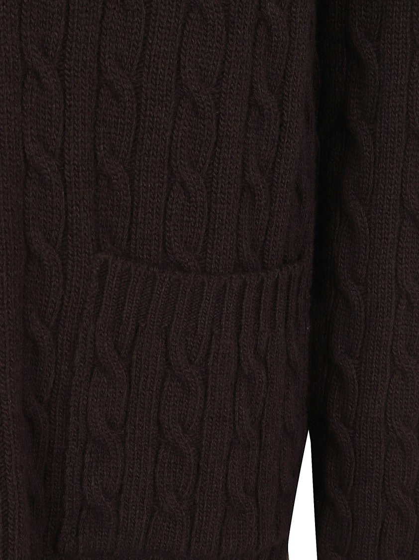 Valentino Garavani Cable Knit Wool Cardigan With V-Neck And Button Front