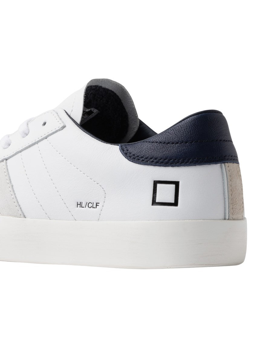 D.A.T.E White Blue Hill Low Calf Leather Sneakers
