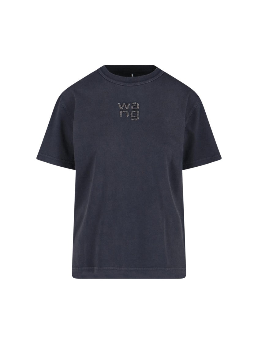 Alexander Wang Logo T-Shirt In Black Cotton, Crew Neck