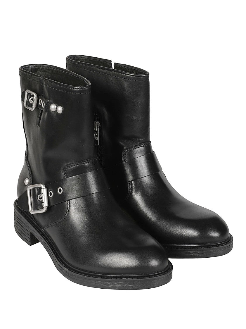 Ash Flamelily Black Calfskin Ankle Boots