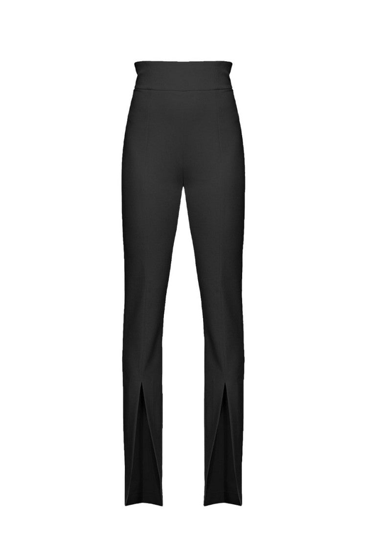 Pinko Tailored High-Waist Pants Front Slits Silhouette