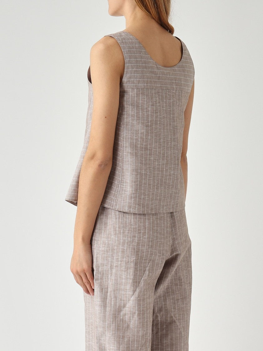 Max Mara Sleeveless A-Line Top With Wide Scoop Neckline