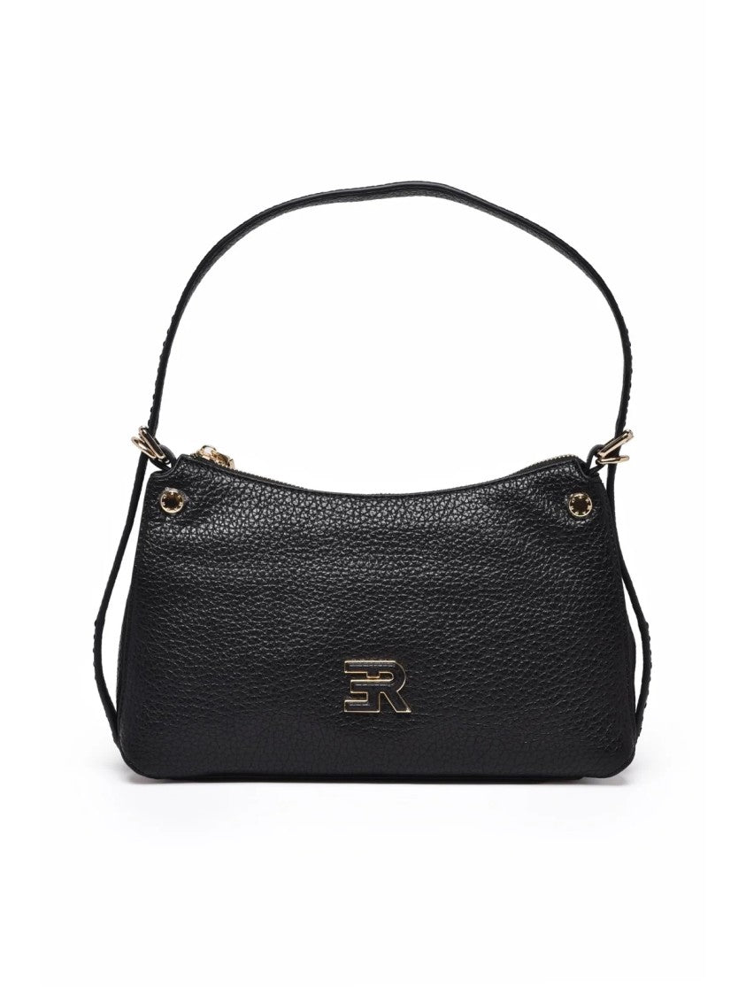 Ermanno Firenze Black Polyurethane Unity Shoulder Bag