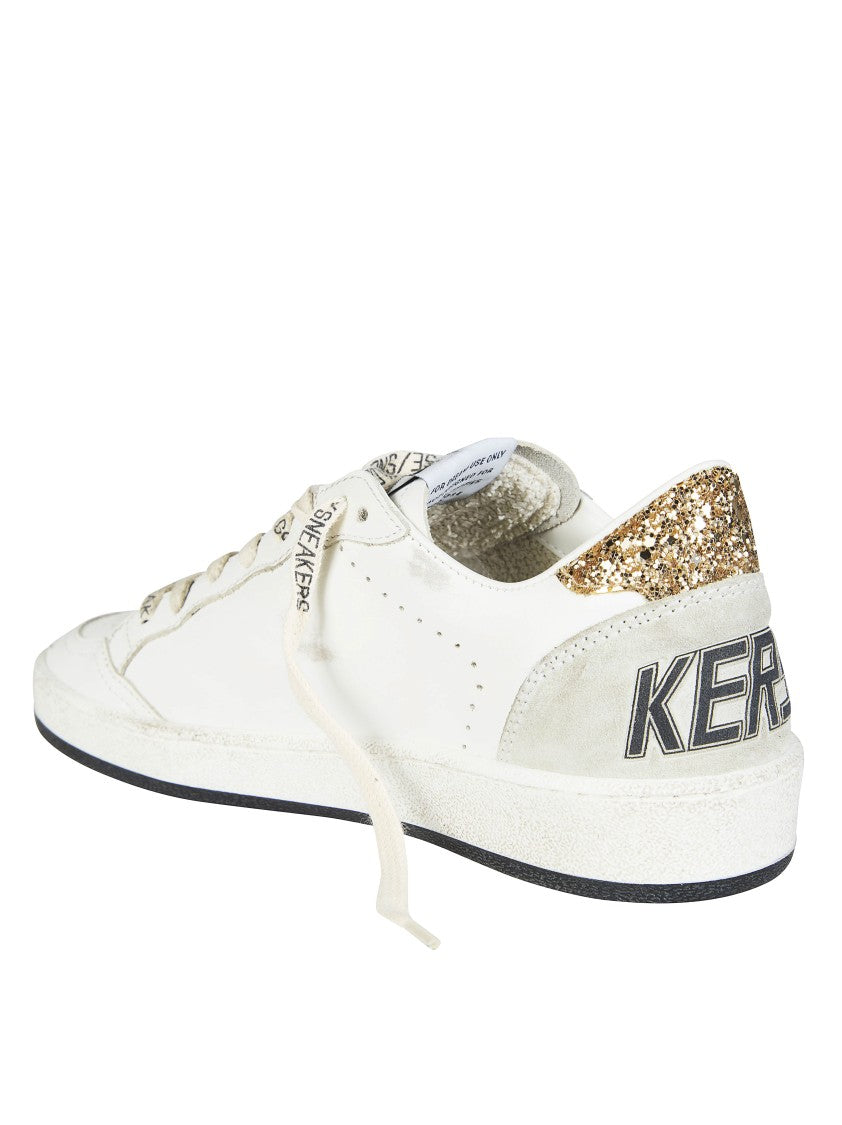 Golden Goose White Leather Black Glitter Star Sneakers